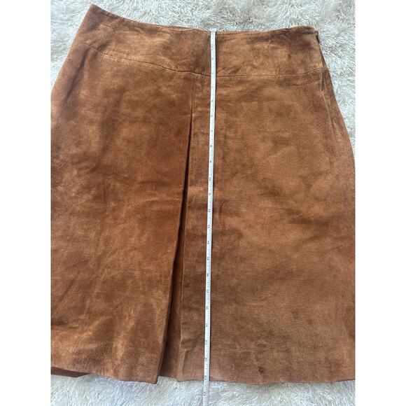Vintage INC Suede A-Line Skirt Camel/Cognac – Size 10, Front Pleat - Picture 7 of 7